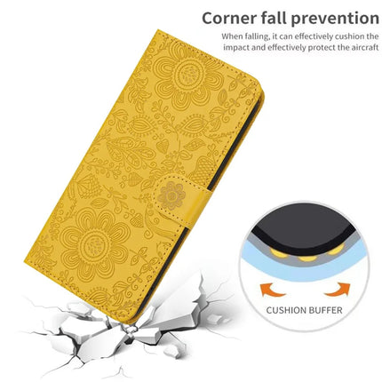 For Samsung Galaxy A06 Case Flower Imprint Leather Flip Wallet Phone Cover with Wrist Strap