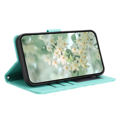 For Samsung Galaxy A06 Case Flower Imprint Leather Flip Wallet Phone Cover with Wrist Strap