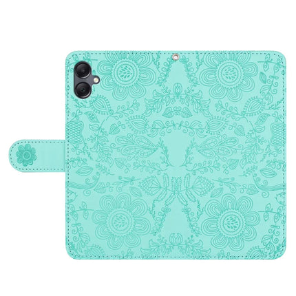 For Samsung Galaxy A06 Case Flower Imprint Leather Flip Wallet Phone Cover with Wrist Strap