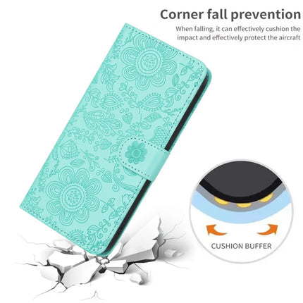 For Samsung Galaxy A06 Case Flower Imprint Leather Flip Wallet Phone Cover with Wrist Strap