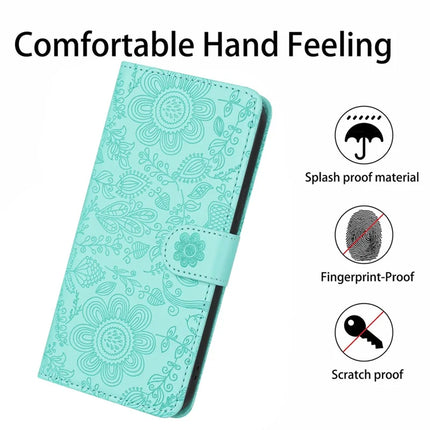 For Samsung Galaxy A06 Case Flower Imprint Leather Flip Wallet Phone Cover with Wrist Strap