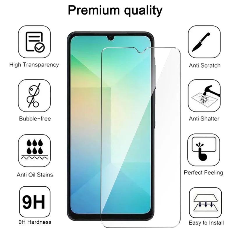 ShopCaseCart Durable Case Samsung Galaxy A06 Protective cover TPU Clear Phone Guard + 3PCS Tempered Glass Screen Film 2.5D Arc Edge