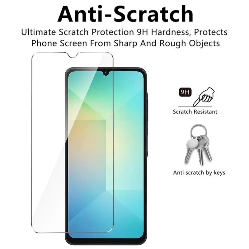 ShopCaseCart Durable Case Samsung Galaxy A06 Protective cover TPU Clear Phone Guard + 3PCS Tempered Glass Screen Film 2.5D Arc Edge