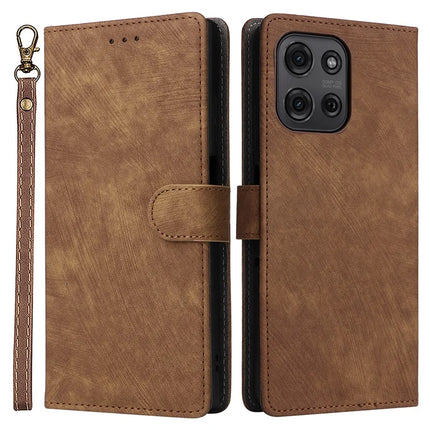 For Motorola Moto G75 5G Wallet Case RFID Blocking PU Leather Cover Stand View - Brown
