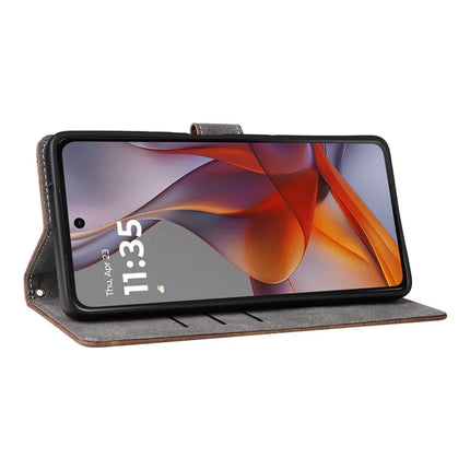 For Motorola Moto G75 5G Wallet Case RFID Blocking PU Leather Cover Stand View