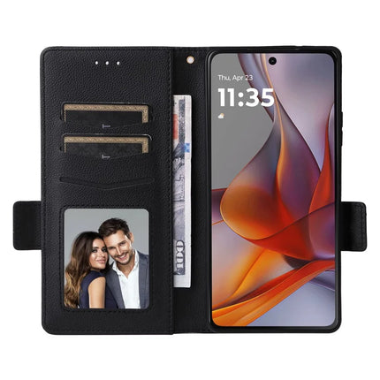 For Motorola Moto G75 5G Case Litchi Texture PU Leather Wallet Flip Phone Cover