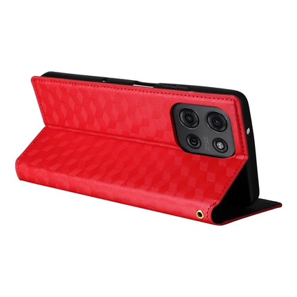 For Motorola Moto G75 5G Wallet Case Rhombus Imprinted Leather Phone Cover