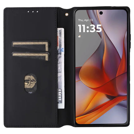 For Motorola Moto G75 5G Wallet Case Rhombus Imprinted Leather Phone Cover
