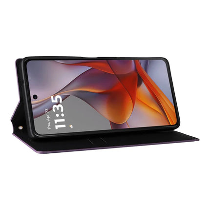 For Motorola Moto G75 5G Wallet Case Rhombus Imprinted Leather Phone Cover