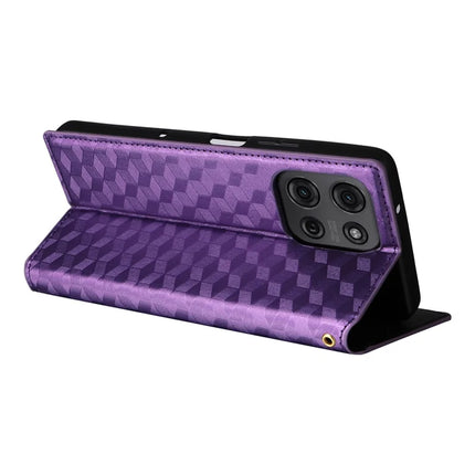 For Motorola Moto G75 5G Wallet Case Rhombus Imprinted Leather Phone Cover