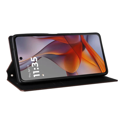 For Motorola Moto G75 5G Wallet Case Rhombus Imprinted Leather Phone Cover