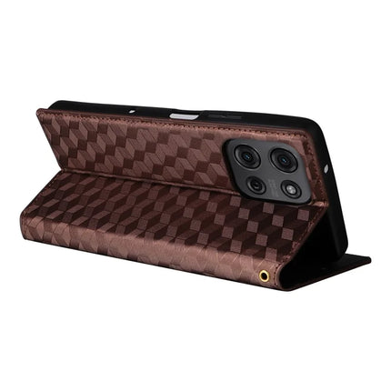 For Motorola Moto G75 5G Wallet Case Rhombus Imprinted Leather Phone Cover