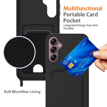 For Samsung Galaxy A16 5G / 4G Case Liquid Silicone Card Holder Phone Back Cover with Lanyard