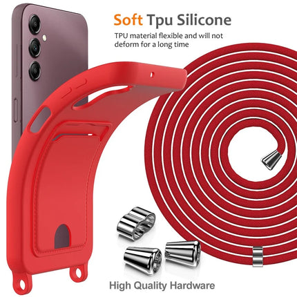 For Samsung Galaxy A16 5G / 4G Case Liquid Silicone Card Holder Phone Back Cover with Lanyard