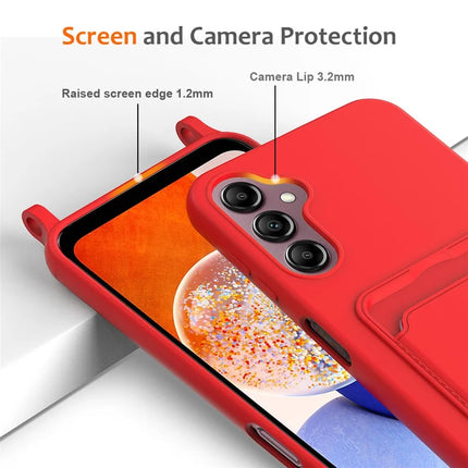 For Samsung Galaxy A16 5G / 4G Case Liquid Silicone Card Holder Phone Back Cover with Lanyard