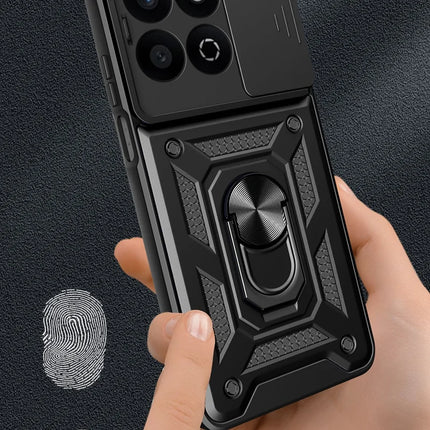 For Honor X7c 4G / 200 Smart 5G Case with Slide Camera Lid PC+TPU Kickstand Phone Cover