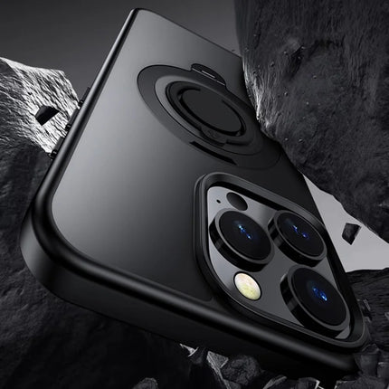 For iPhone 16 Pro Max Case Compatible with MagSafe Kickstand Translucent PC+TPU Phone Cover with Silicone Ring