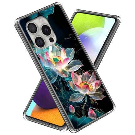 For iPhone 16 Pro Case Pattern Printed Shockproof TPU Phone Cover - Crystal Lotus
