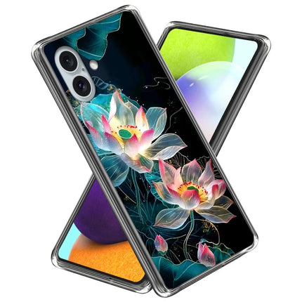 For iPhone 16 Plus Case Pattern Printed Shockproof TPU Phone Cover - Crystal Lotus