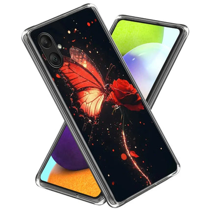 For Samsung Galaxy A06 Case Pattern Printed Shockproof TPU Phone Cover - Red Butterfly Rose
