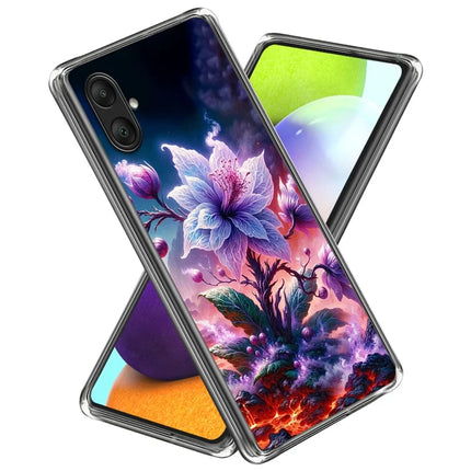 For Samsung Galaxy A06 Case Pattern Printed Shockproof TPU Phone Cover - Purple Flower