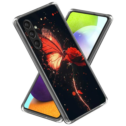 For Samsung Galaxy A16 5G Case Pattern Printed Shockproof TPU Phone Cover - Red Butterfly Rose
