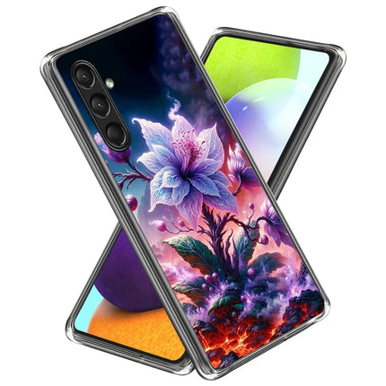 For Samsung Galaxy A16 5G Case Pattern Printed Shockproof TPU Phone Cover - Purple Flower