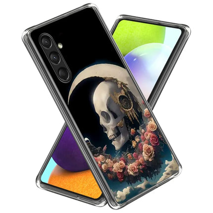 For Samsung Galaxy A16 5G Case Pattern Printed Shockproof TPU Phone Cover - Rose Skull