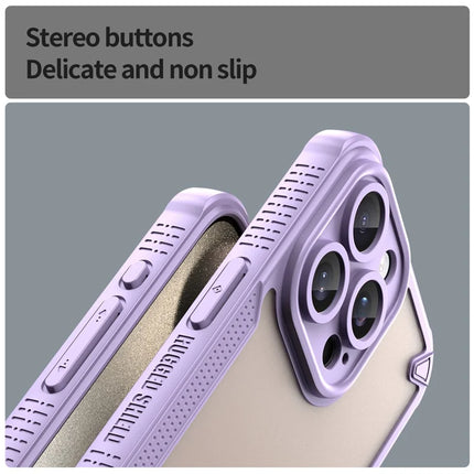 Armor Series For iPhone 15 Pro Max Case PC+TPU Semi-Transparent Frosted Finish Protective Phone Cover