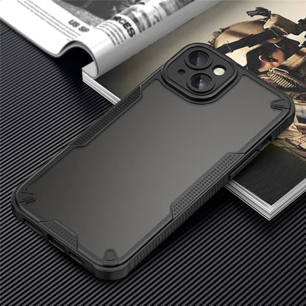 Armor Series For iPhone 15 Case PC+TPU Semi-Transparent Frosted Finish Protective Phone Cover