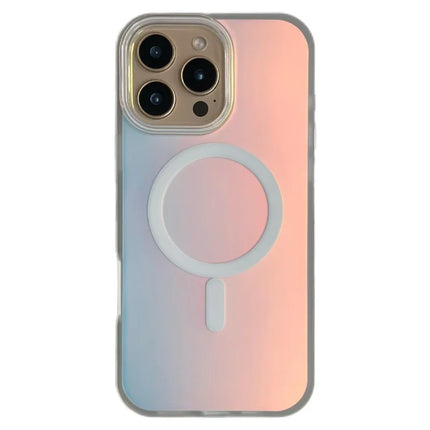 For iPhone 16 Pro Max Case Compatible with MagSafe Aurora Design TPU+PC Phone Cover - White