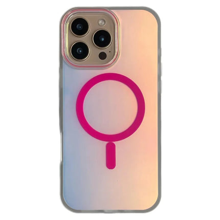 For iPhone 16 Pro Max Case Compatible with MagSafe Aurora Design TPU+PC Phone Cover - Rose