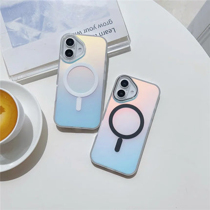 For iPhone 16 Plus Case Compatible with MagSafe Aurora Design TPU+PC Phone Cover