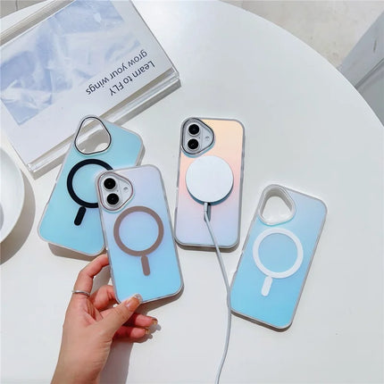 For iPhone 16 Plus Case Compatible with MagSafe Aurora Design TPU+PC Phone Cover