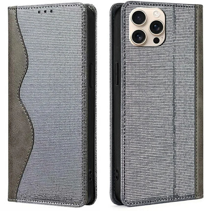 For iPhone 15 Pro Max Leather Case Wallet Stand Phone Cover with RFID Blocking - Grey