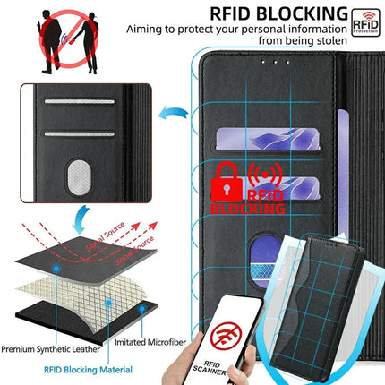 For Samsung Galaxy A05 4G Leather Case Wallet Stand Phone Cover with RFID Blocking