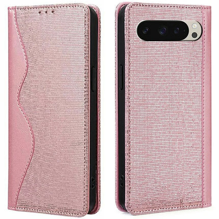 For Google Pixel 9  /  Pixel 9 Pro Leather Case Wallet Stand Phone Cover with RFID Blocking - Rose Gold