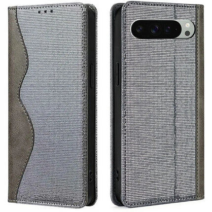 For Google Pixel 9 Pro XL Leather Case Wallet Stand Phone Cover with RFID Blocking - Grey