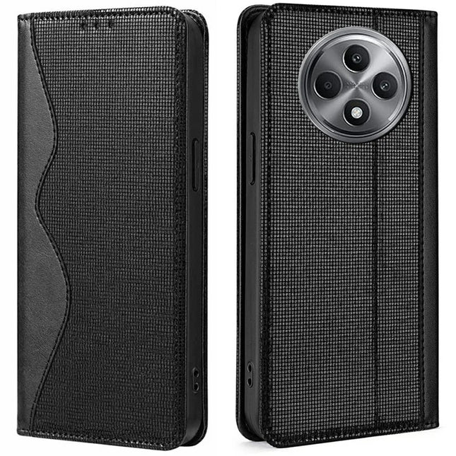 For Oppo Reno12 F 5G Leather Case Wallet Stand Phone Cover with RFID Blocking - Black