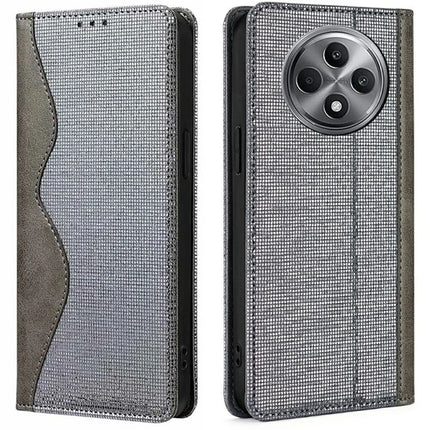 For Oppo Reno12 F 5G Leather Case Wallet Stand Phone Cover with RFID Blocking - Grey