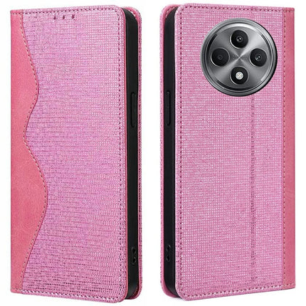 For Oppo Reno12 F 5G Leather Case Wallet Stand Phone Cover with RFID Blocking - Pink
