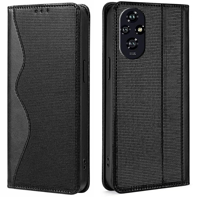 For Honor 200 5G Leather Case Wallet Stand Phone Cover with RFID Blocking - Black