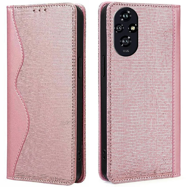 For Honor 200 5G Leather Case Wallet Stand Phone Cover with RFID Blocking - Rose Gold