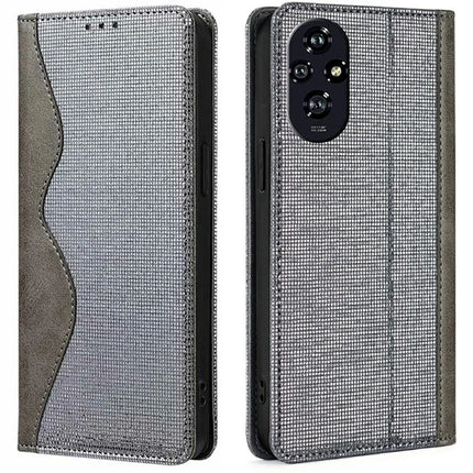 For Honor 200 5G Leather Case Wallet Stand Phone Cover with RFID Blocking - Grey