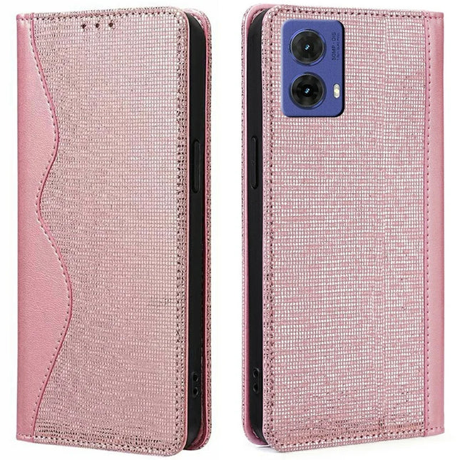 For Motorola Moto G85 5G Leather Case Wallet Stand Phone Cover with RFID Blocking - Rose Gold