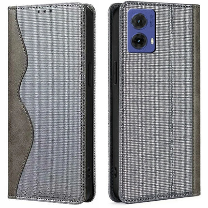 For Motorola Moto G85 5G Leather Case Wallet Stand Phone Cover with RFID Blocking - Grey