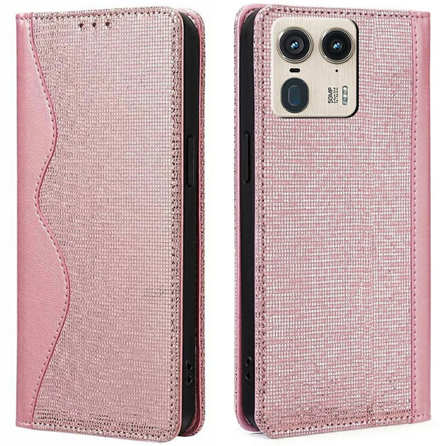 For Motorola Edge 50 Ultra 5G  /  Moto X50 Ultra 5G Leather Case Wallet Stand Phone Cover with RFID Blocking - Rose Gold