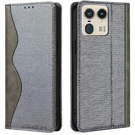 For Motorola Edge 50 Ultra 5G  /  Moto X50 Ultra 5G Leather Case Wallet Stand Phone Cover with RFID Blocking - Grey
