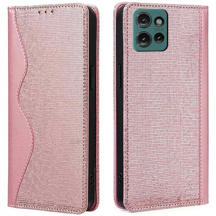 For Motorola Edge 50 Neo 5G / Moto S50 5G / Thinkphone 25 5G Leather Case Wallet Stand Phone Cover with RFID Blocking - Rose Gold
