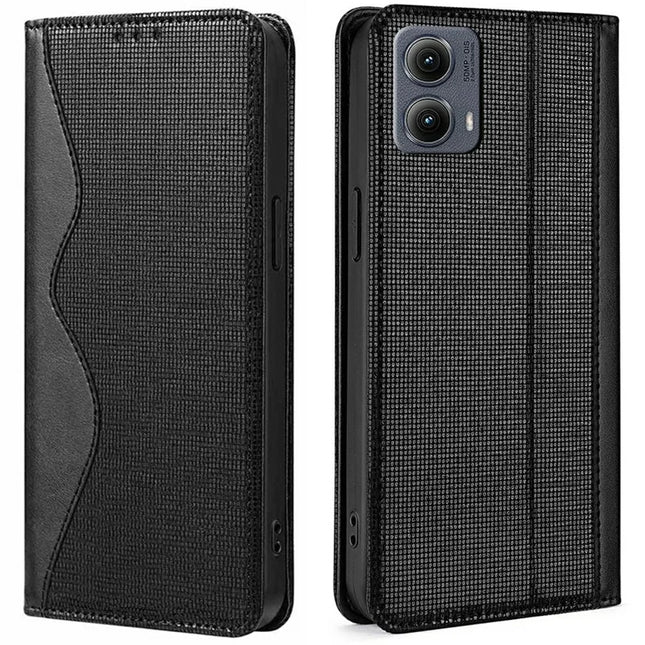 For Motorola Edge (2024) 5G Leather Case Wallet Stand Phone Cover with RFID Blocking - Black